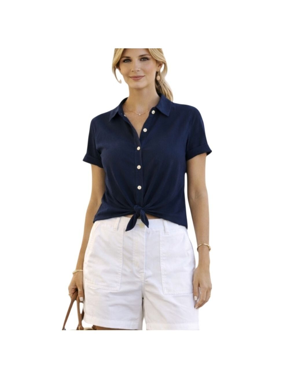Jones New York Sport White High Waist Cargo Shorts Size 10